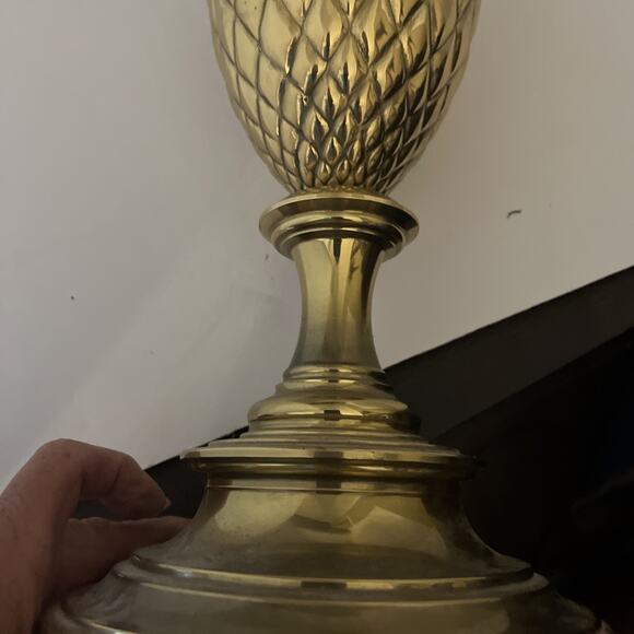 EX LARGE PINEAPPLE LAMP 1970 BRASS BRONZE MID CENTURY REGENCY HOLLYWOOD 2 Avail - Picture 14 of 16